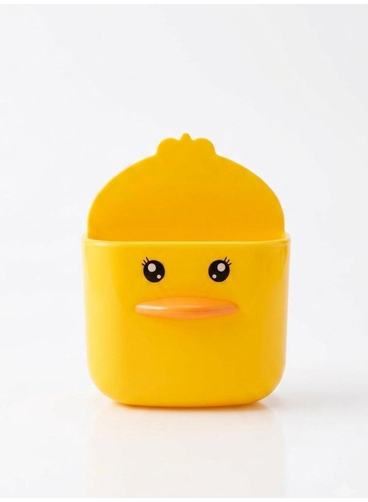Spaceshoop Cute Duck Wall Mounted Storage Box Organizer Self Adhesive Punch Free Small Hanging Holder - Image 1