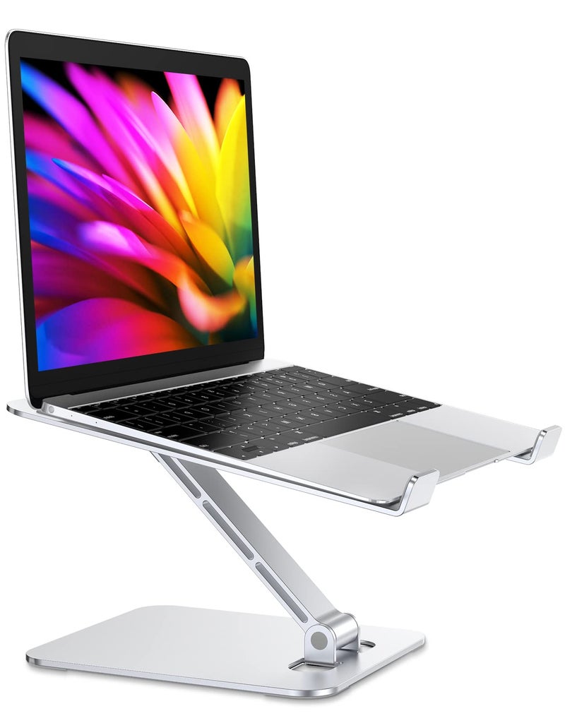 RIWUCT Foldable Laptop Stand, Height Adjustable Ergonomic Computer Stand for Desk, Aluminum Portable Laptop Riser Holder Notebook Mount Compatible with MacBook Pro Air, HP, Dell 10-16" - Image 1
