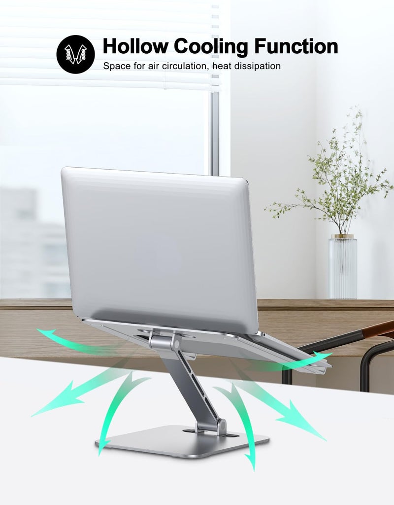 RIWUCT Foldable Laptop Stand, Height Adjustable Ergonomic Computer Stand for Desk, Aluminum Portable Laptop Riser Holder Notebook Mount Compatible with MacBook Pro Air, HP, Dell 10-16" - Image 3