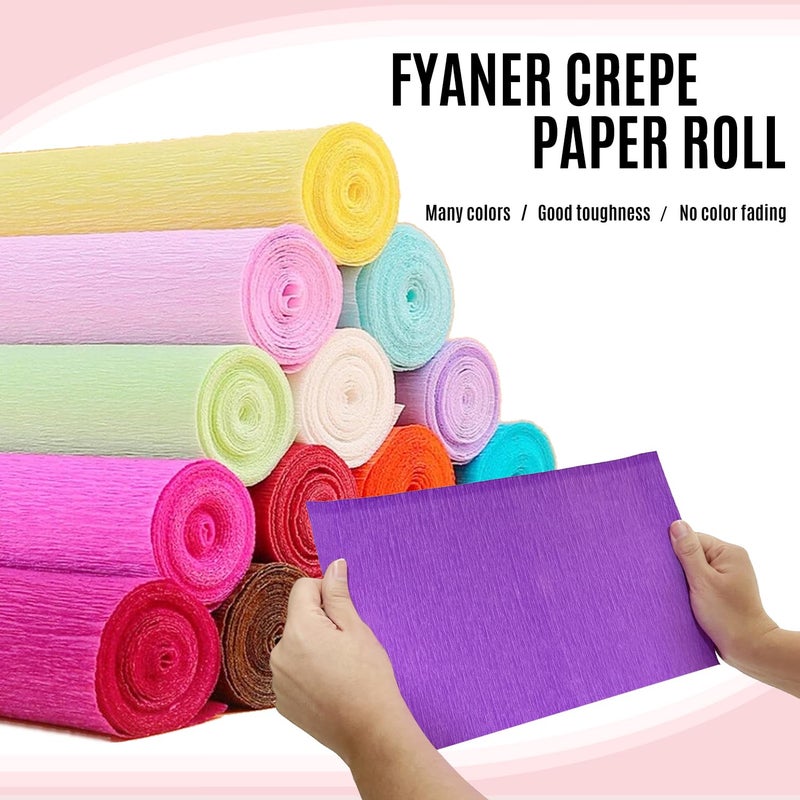 FYANER Crepe Paper Roll (17Inch x 8.2ft),3Rolls,Crepe Paper,DIY Gift Color Paper Flowers Set for Mother's Day, Valentine's Day, Birthday and Wedding Decoration Flowers Making (Red) - Image 4