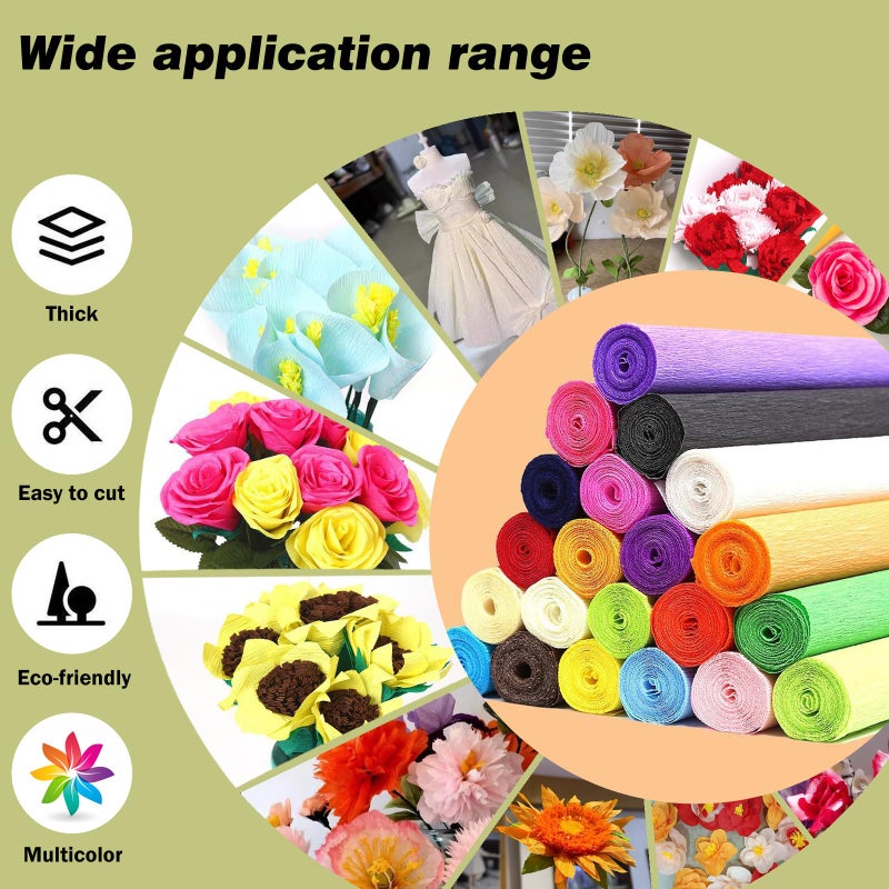 FYANER Crepe Paper Roll (17Inch x 8.2ft),3Rolls,Crepe Paper,DIY Gift Color Paper Flowers Set for Mother's Day, Valentine's Day, Birthday and Wedding Decoration Flowers Making (Red) - Image 5
