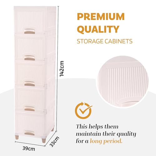 RUBOXA 5 Units Cabinet Storage Organizer | Multipurpose Folding Storage Racks | Clothes Drawer Organizer for Wardrobe | White - Image 3