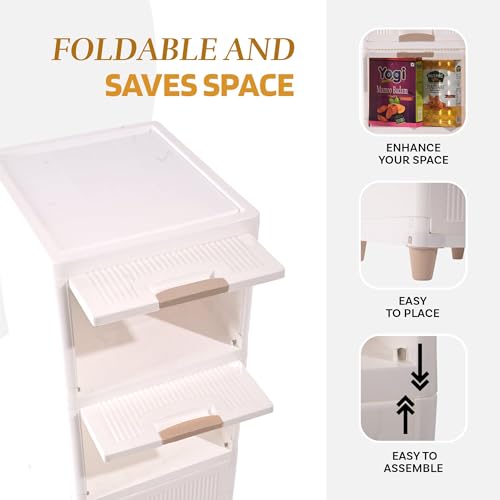 RUBOXA 5 Units Cabinet Storage Organizer | Multipurpose Folding Storage Racks | Clothes Drawer Organizer for Wardrobe | White - Image 4
