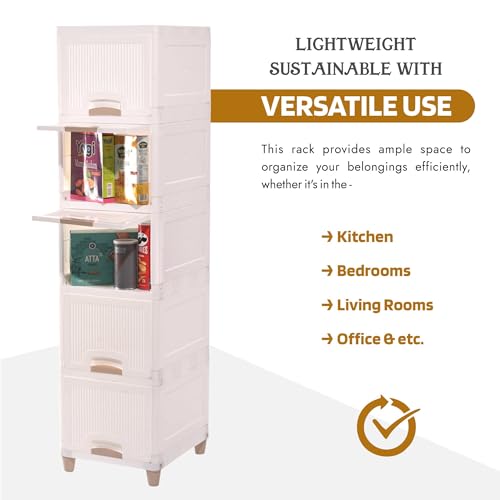 RUBOXA 5 Units Cabinet Storage Organizer | Multipurpose Folding Storage Racks | Clothes Drawer Organizer for Wardrobe | White - Image 5