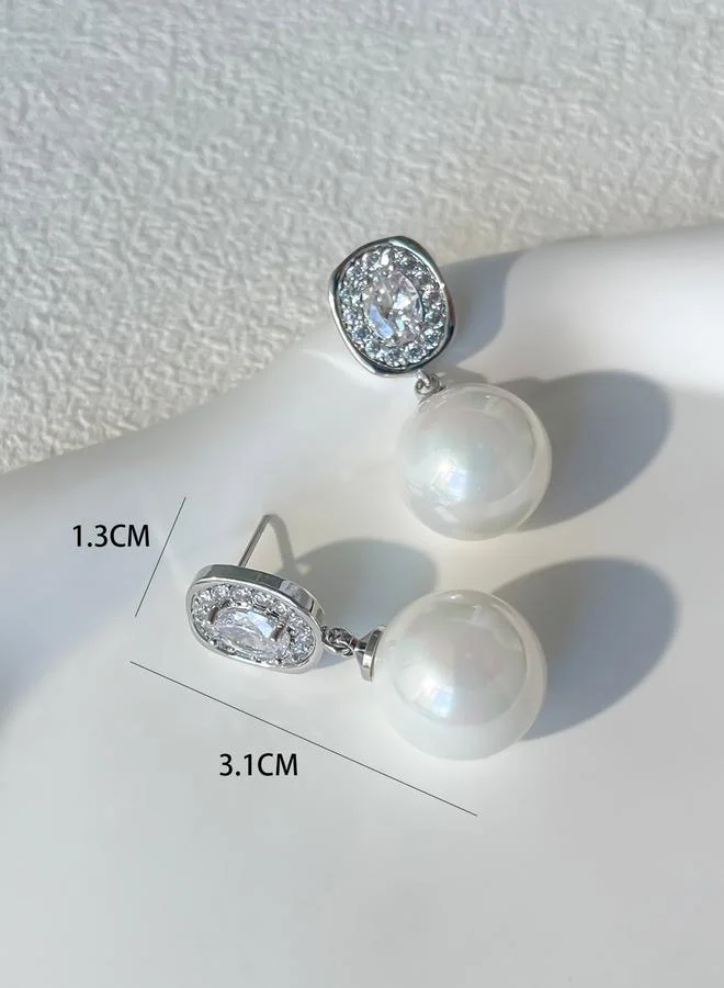 Take Two Take Two Silver Faux Pearl Embellished Earrings