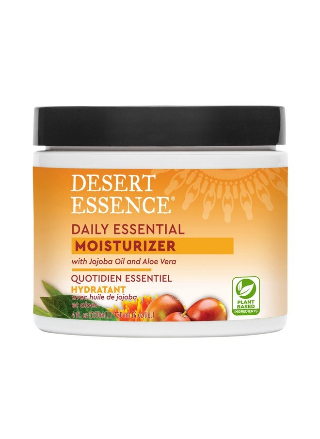 DESERT ESSENCE Desert Essence Daily Essential Moisturizer - Nourishing Jojoba, Organic Aloe Vera, Safflower & Geranium Oil - Light-Weight Soothing, Softening Facial Cream - Vegan, Non-GMO, Sulfate & SLS Free - 4oz  - Image 1