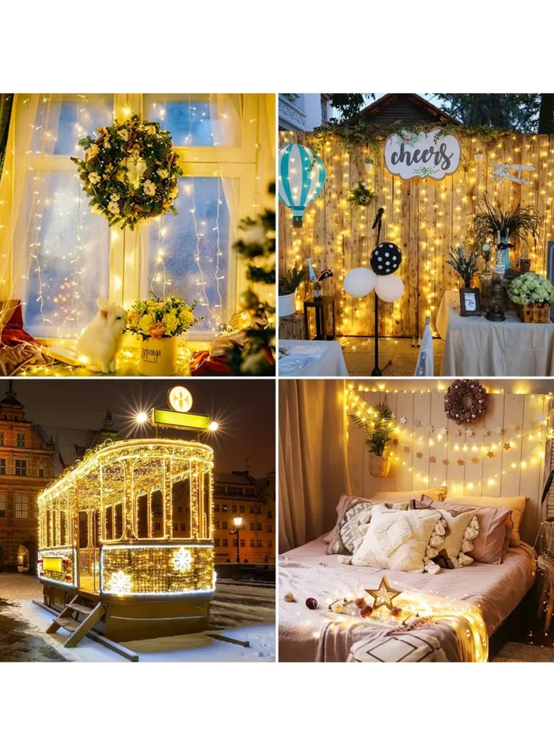 مودي أضواء شجرة عيد الميلاد الخارجية بطول 50 مترًا و480 مصباح LED أبيض دافئ - مقاومة للماء بمعيار IP44، تعمل بالبطارية، مثالية لتزيين الحدائق وأشجار عيد الميلاد والديكورات الخارجية في موسم الأعياد - Image 1