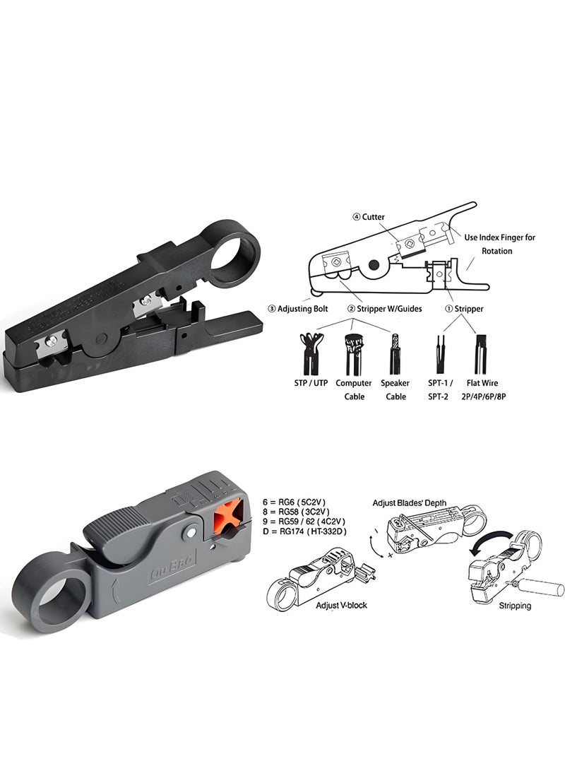 Network Tool Kits Professional Net Computer Maintenance LAN Cable Tester Repair Tools RJ45 RJ11 Cat5 Cat6 Cable Tester Network Cable Crimper Screwdriver Crimp Pliers stripping pliers Tool Set - Image 4