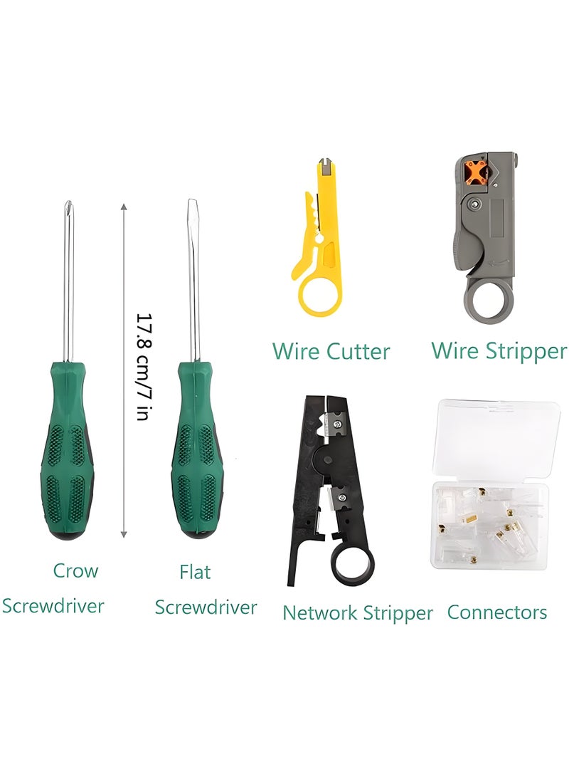 Network Tool Kits Professional Net Computer Maintenance LAN Cable Tester Repair Tools RJ45 RJ11 Cat5 Cat6 Cable Tester Network Cable Crimper Screwdriver Crimp Pliers stripping pliers Tool Set - Image 5