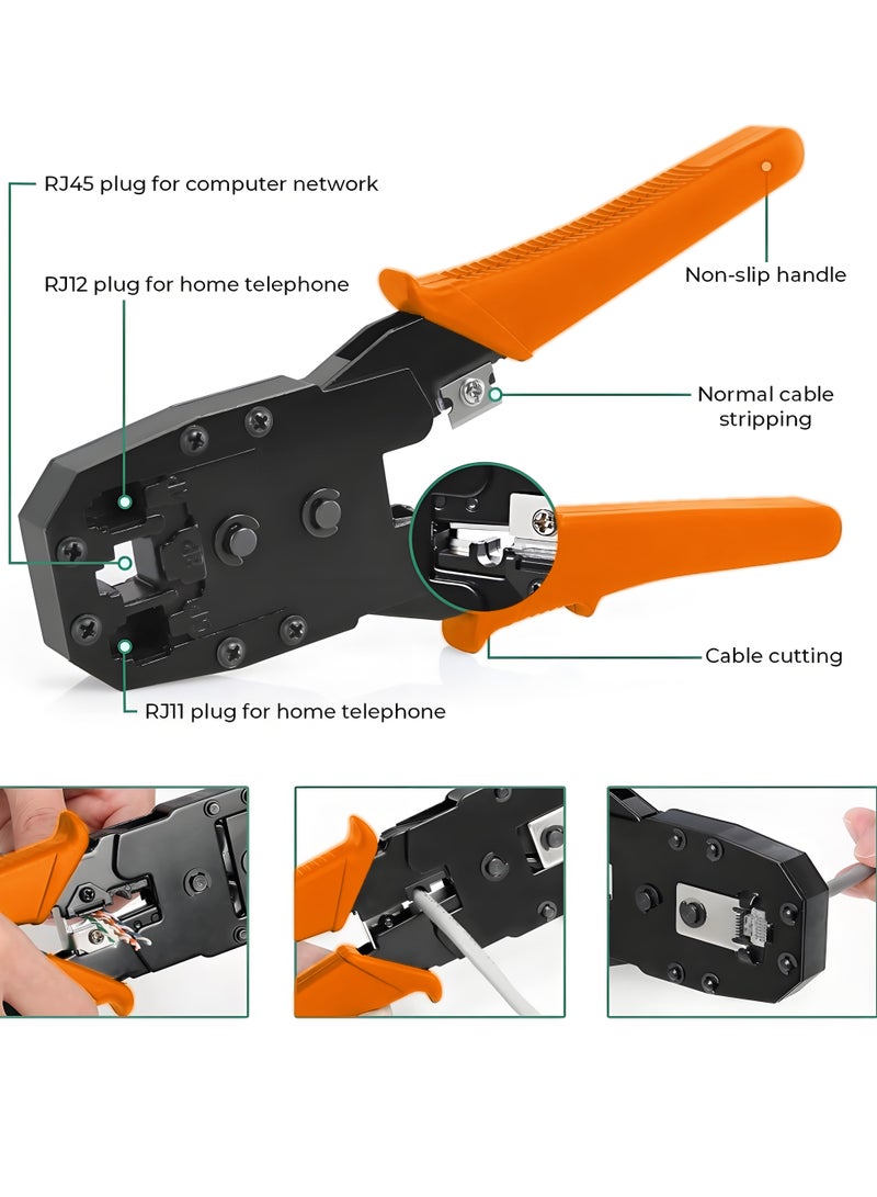 Network Tool Kits Professional Net Computer Maintenance LAN Cable Tester Repair Tools RJ45 RJ11 Cat5 Cat6 Cable Tester Network Cable Crimper Screwdriver Crimp Pliers stripping pliers Tool Set - Image 2