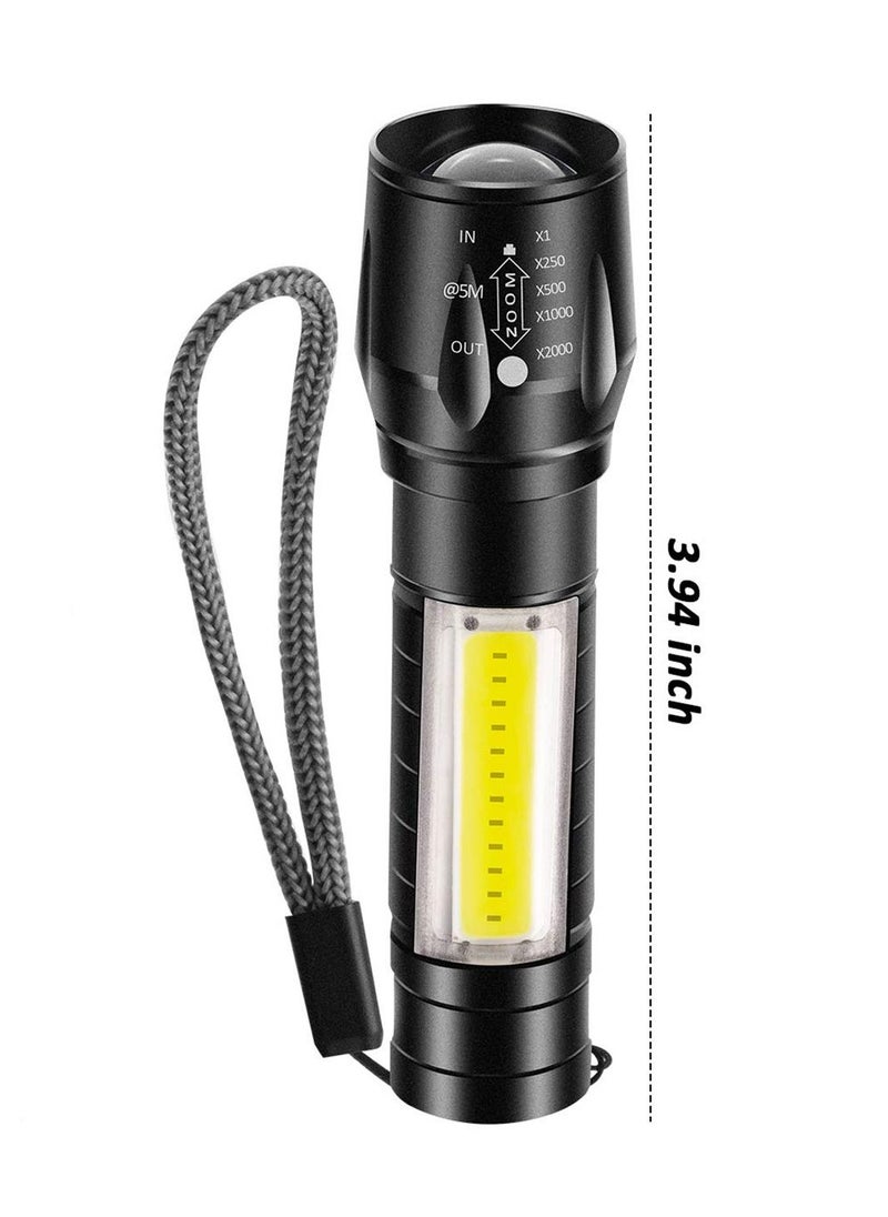 SYOSI - 4 Pack USB Rechargeable Flashlight with 3 Modes, Bright LED Handheld Flashlight with COB Side Lights, Portable Flashlights for Camping, Hiking, Emergency, and Daily Use - Image 1