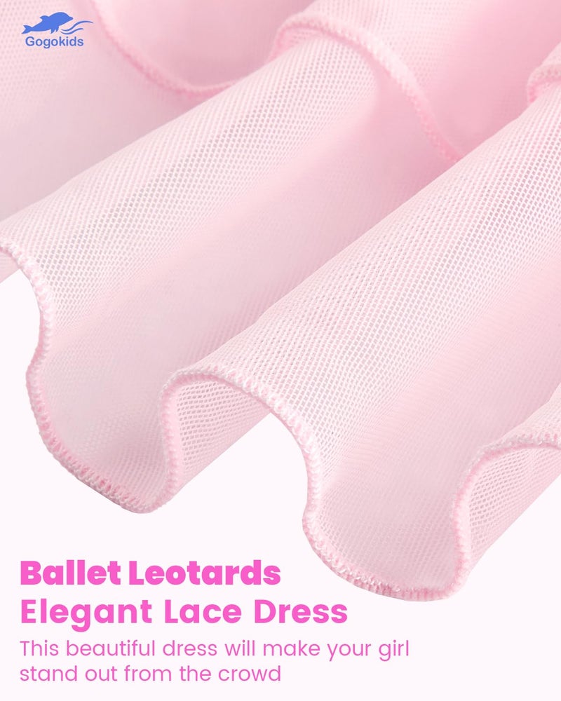 Gogokids Ballet Leotards for Girls Long Sleve Lace Dance Leotards Toddler Dance Dress with Removable Skirt Combo for 3-12 Years - Image 3