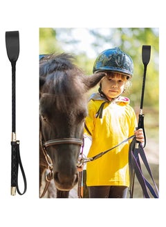 SYOSI Riding Crop for Horse, Black Leather Equestrian Training Tool, 18-Inch Horse Whip with Double Slapper, Premium Quality Equestrianism Horse Riding Crop, Outdoor Training Tool Black  - Image 5