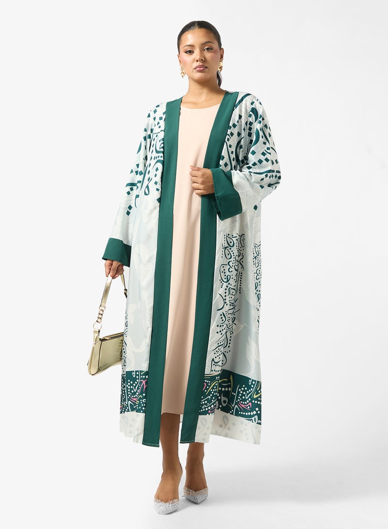 Khizana Printed Abaya With Inner Dress - Image 5