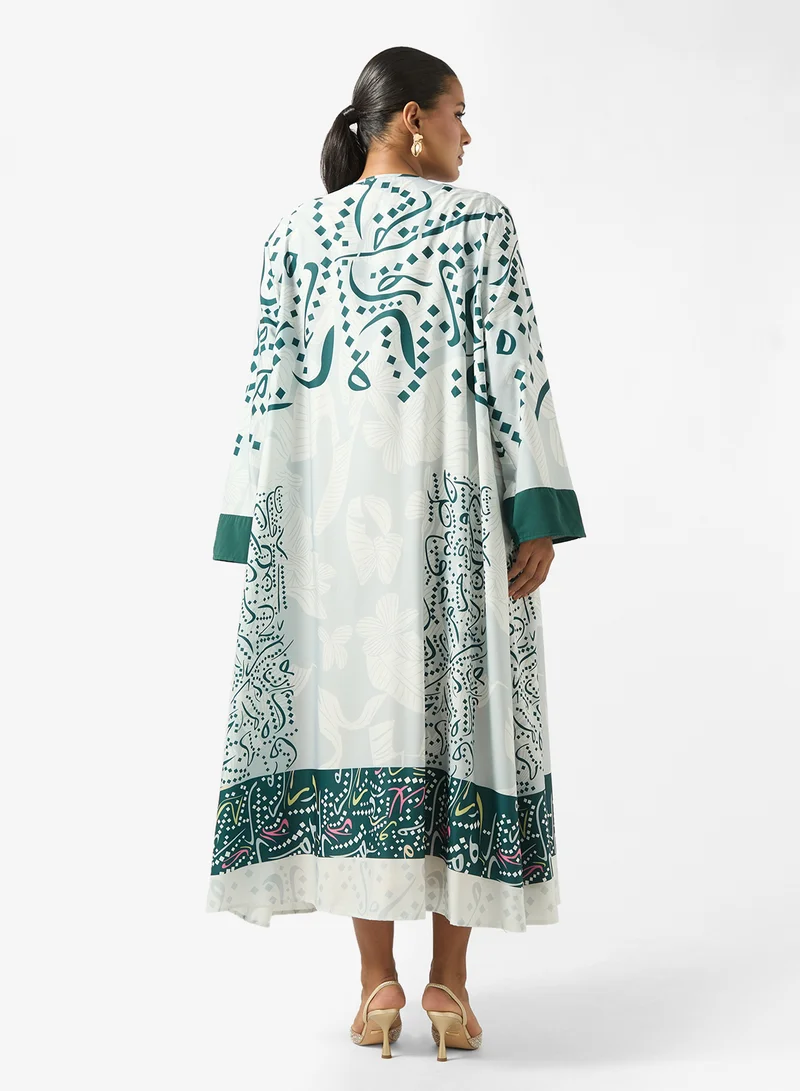 Khizana Printed Abaya With Inner Dress