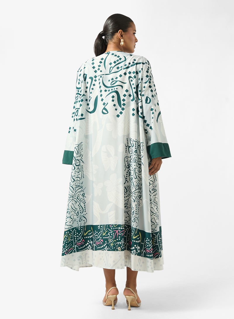 Khizana Printed Abaya With Inner Dress - Image 2