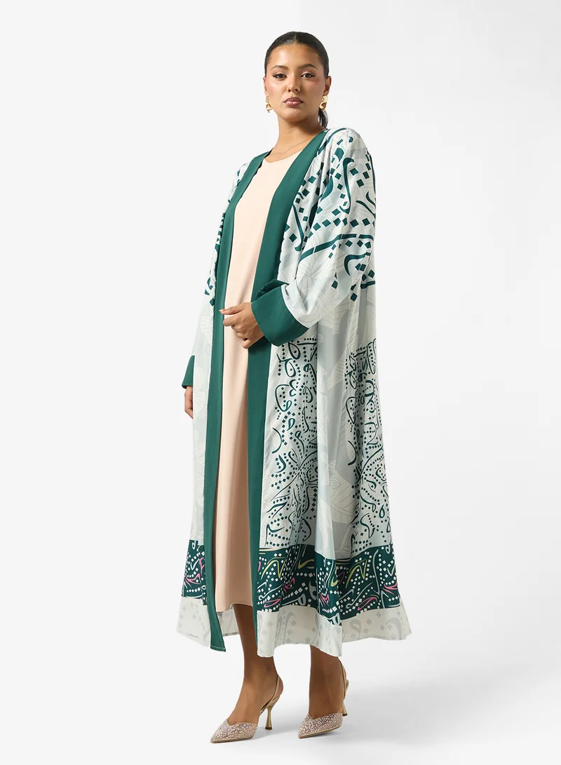 Printed Abaya With Inner Dress