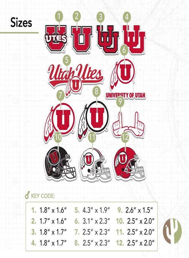 Desert Cactus University of Utah Sticker UT Utes Vinyl Decals Laptop Water Bottle Car Scrapbook Sheet (Type 2) - Image 3