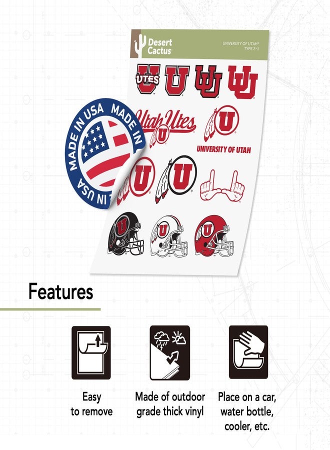 Desert Cactus University of Utah Sticker UT Utes Vinyl Decals Laptop Water Bottle Car Scrapbook Sheet (Type 2) - Image 4