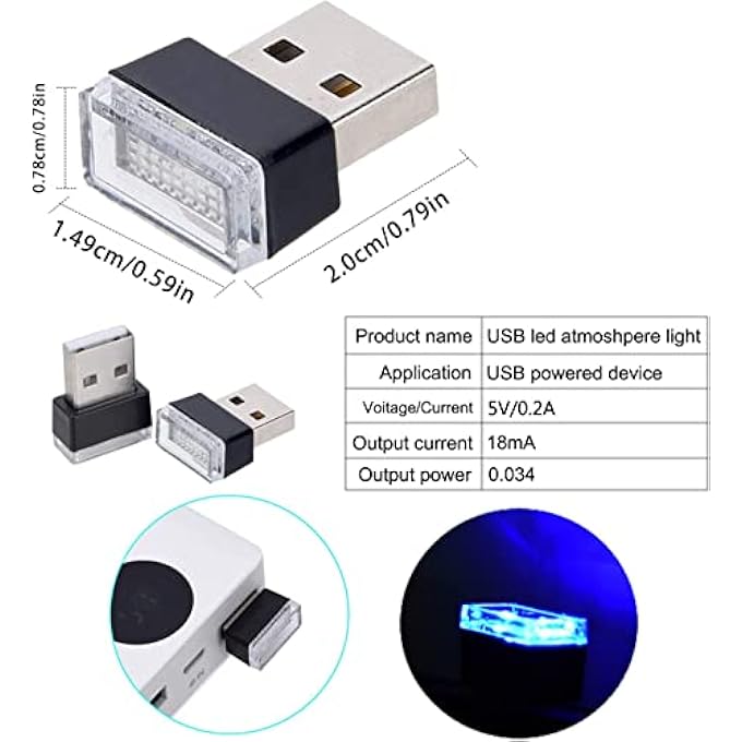 اليمن 7 قطع من مصابيح LED للجو الداخلي للسيارة ومصباح ليلي محمول بمنفذ USB 7 ألوان للديكور وإضاءة الحفلات - Image 3