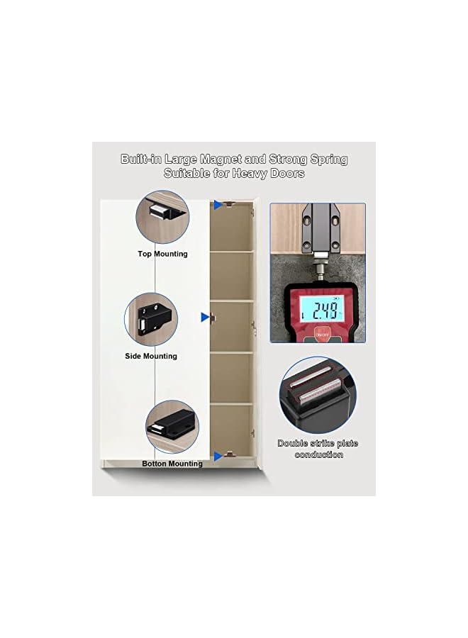 S-TOP 2 Pack Black Cabinet Door Bouncer Magnetic Touch Lock Push to Open Cabinet Hardware Latch with 12 Screws - Image 2