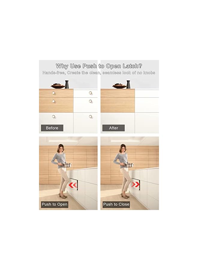 S-TOP 2 Pack Black Cabinet Door Bouncer Magnetic Touch Lock Push to Open Cabinet Hardware Latch with 12 Screws - Image 3