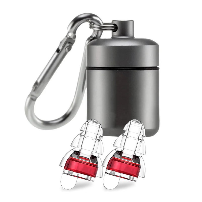 Generic Noise Cancelling Earplugs with Waterproof Case Red earplugs + frosted gun gray aluminum bottle