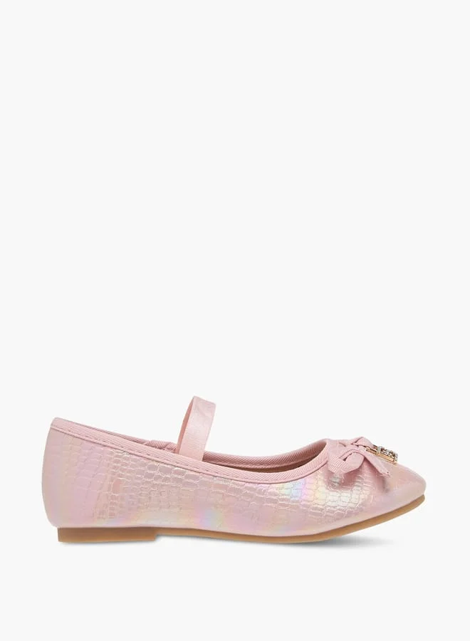 Flora Bella By Shoexpress Girls Bow Embellished Ballerina Shoes With Elastic Strap Detail