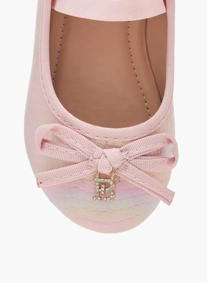 Flora Bella By Shoexpress Girls Bow Embellished Ballerina Shoes With Elastic Strap Detail