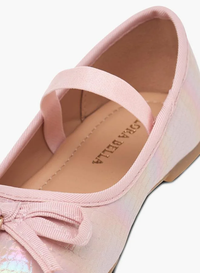 Flora Bella By Shoexpress Flora Bella Bow Embellished Ballerina Shoes With Elastic Strap Detail