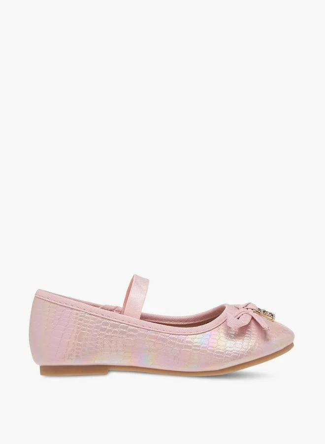 Flora Bella By Shoexpress Flora Bella Bow Embellished Ballerina Shoes With Elastic Strap Detail