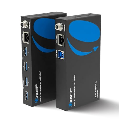 OREI USB 3.2 Over Ethernet HDbaseT Cat6 Extender LAN Upto 330 Feet - Extends 4 Ports USB-A Signal Over LAN Ethernet - Power Over Cable for Long Distance Extension Supports All Operating System - Image 1