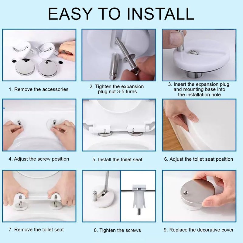 LINXIU Toilet Seat Hinge Bolts Kit Quick Release Top Hinge Fixings Expanding Rubber Toilet Seat Replacement Parts for Home Bathroom 2 Pcs - Image 4
