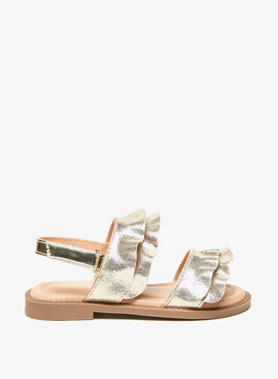 JUNIORS Girls Ruffle Detail Sandals With Hook And Loop Closure
