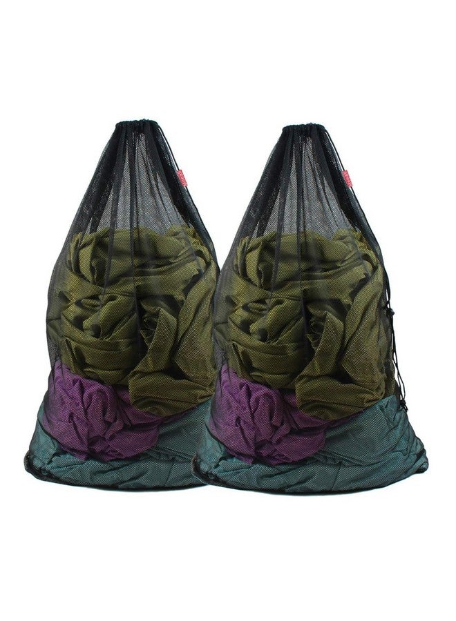 Meeall 2 Pack Laundry Bags Heavy Duty Mesh Wash Bags with Drawstring Closure for College, Dorm, Travel, Family and Apartment Dwellers, 24 x 36 Inches, Black - Image 1