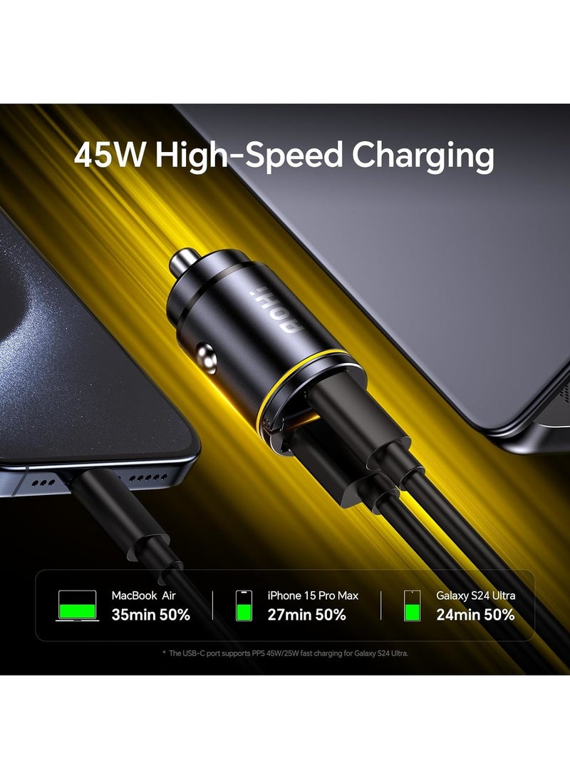 CHU DAI 75W 2-Ports Fast Car Charger USB-C PD30W & USB-A SCP 45W For tablets / Phones Space Black - Image 2
