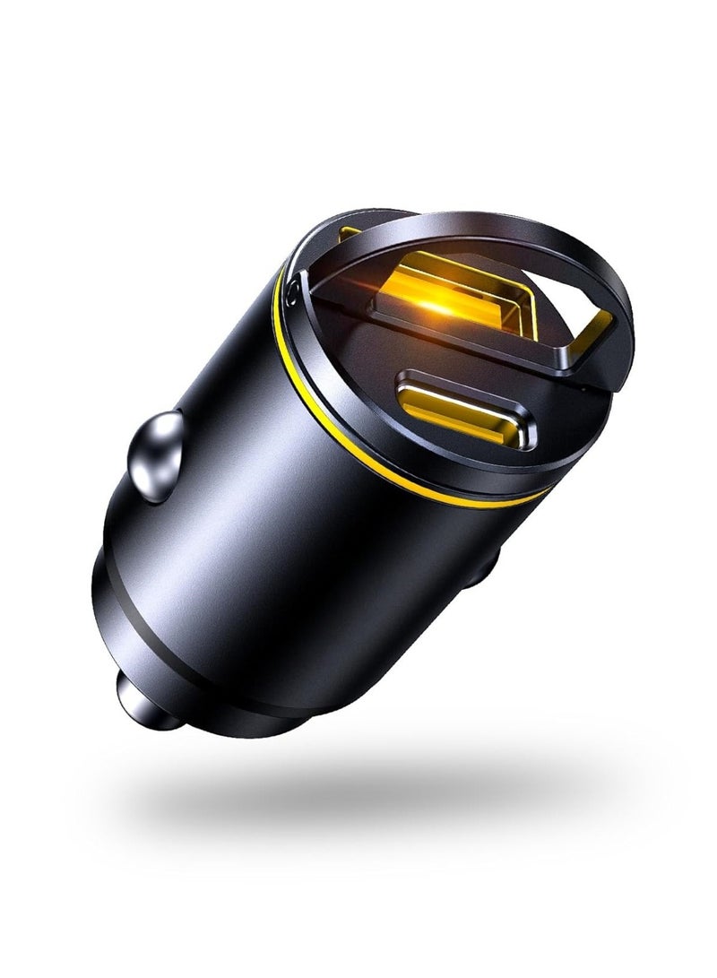 CHU DAI 75W 2-Ports Fast Car Charger USB-C PD30W & USB-A SCP 45W For tablets / Phones Space Black - Image 1