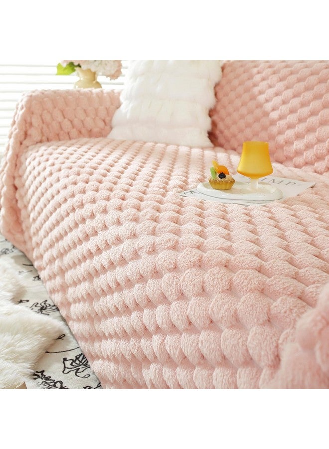 HOKIPO Luxury Premium Rabbit Wool Plush Sofa Throw, Fluffy Sofa Cover for 1 Seater Sofa, 180(D) x 190(L) cm, Flamingo Pink (AR-5073-PNK) - Image 2