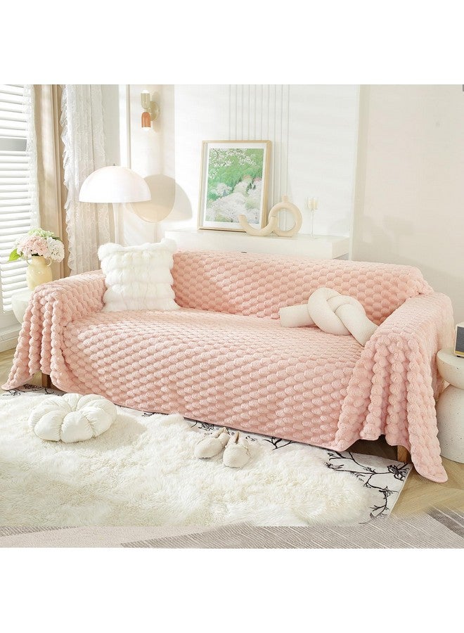 HOKIPO Luxury Premium Rabbit Wool Plush Sofa Throw, Fluffy Sofa Cover for 1 Seater Sofa, 180(D) x 190(L) cm, Flamingo Pink (AR-5073-PNK) - Image 1