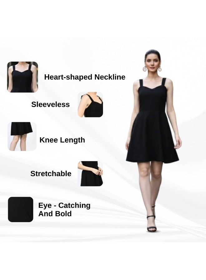 Uberoot Women’s Black V-Neck Sleeveless Bodycon Dress | Stretchable Lycra Party Wear Mini Dress | Elegant Cocktail, Club & Evening Outfit for Girls - Image 5