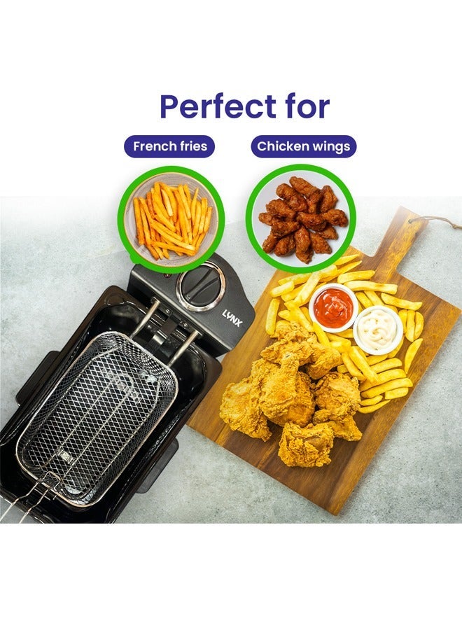 lynx Stainless Steel Deep Fryer Detachable Oil Tank, Adjustable Thermostat, Nickel Plated Iron Fryer Basket, Anti-slip base | Perfect for French Fries, Chicken Wings  1500W 4L LY-DF-7104 - Image 3