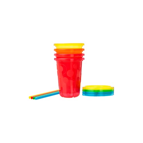 The First Years Take Toss Toddler Straw Cups Spill Proof and Dishwasher Safe Toddler Cups with Straws Toddler Feeding Supplies 10 Oz 4 Count