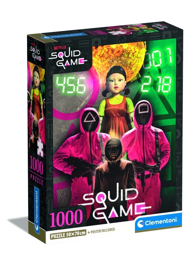 Clementoni Squid Game 39859 1000 Pieces Poster Included Netflix Puzzle TV Series Fun for Adults Made in Italy Multicoloured, Ages 14+ - Image 1