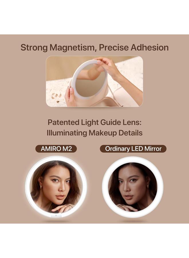 الأزرق جي دبليو مرآة ماكياج Bluejw M2 LumoCube مع حقيبة - مرآة ماكياج LED محمولة مع أضواء، سطوع 5 مستويات، أضواء 3 ألوان - منظم ماكياج للسفر - أبيض - Image 3