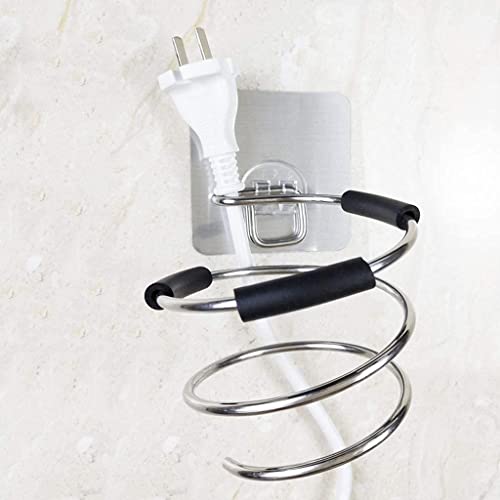 VELINEX® Wall Mounted Self Adhesive Spiral Spring Hair Blow Dryer stand, Organizer Shelf/Holder Styling Tools Rack, Bathroom Organizer Compatible (2 PCS, SILVER) - Image 2