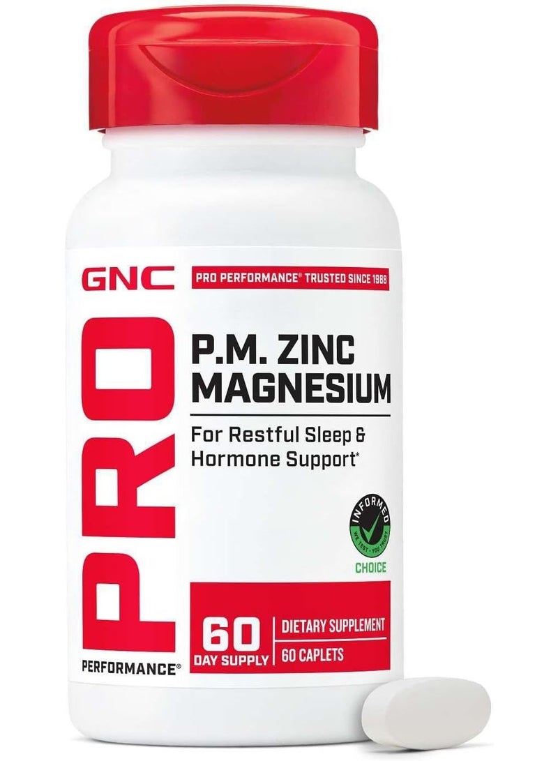 GNC زنك مغنيسيوم برو برفورمانس، 60 قرص، يدعم النوم المريح والدعم الابتنائي - Image 1