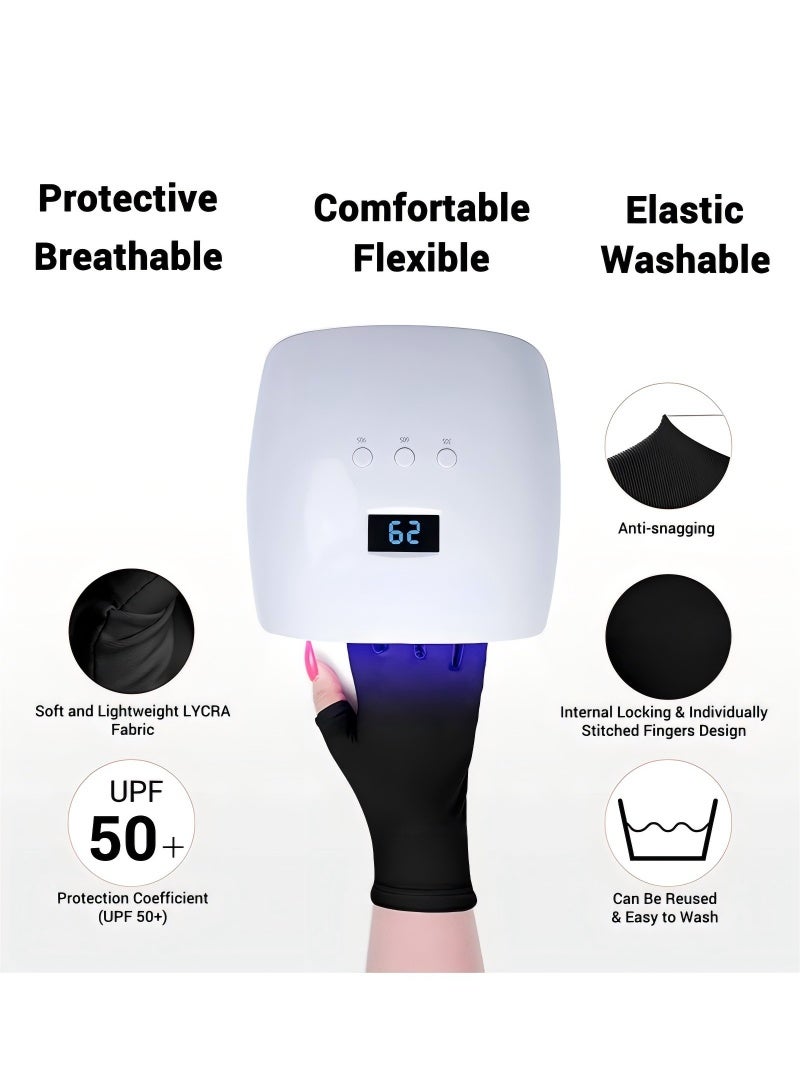 Women’s UV Protection Gloves for Nail Lamp – Professional UPF 50+ Sun Protection Gloves for Gel Manicure and Outdoor Use, Reusable Anti-UV Gloves - Image 3