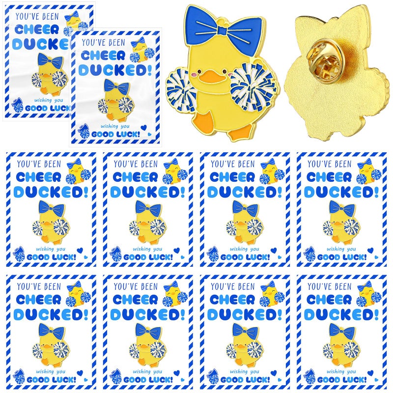 Quelay 24 Pack Cheer Team Gifts Bulk Cheerleader Duck Pins Brooches You've Been Cheer Ducked Tags Team Inspirational Gift Accessories for Teammates(Purple) - Image 1