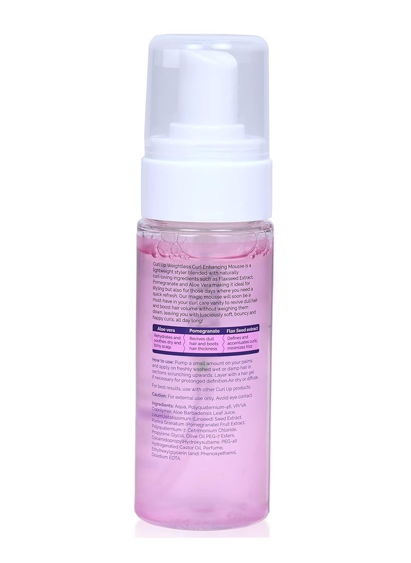 Curl Up Weightless Curl Enhancing Mousse Wavy and Curly Hair Mousse Light Weight Styler Defines Curls adds Shine and Volume for Women and Men 150ml  - Image 4