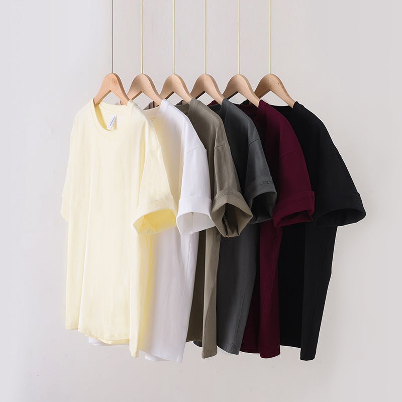 260G Heavy Net Version 100 Cotton Short-Sleeved T-Shirt Men'S And Women'S Same Round Neck Loose Casual Vest Advertising Shirt - Image 2